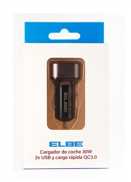 CARG-301-QC CARGADOR USB PARA COCHE CON DOBLE PUERTO Y CARGA RÁPIDA QC3.0 | ELBE - Imagen 5